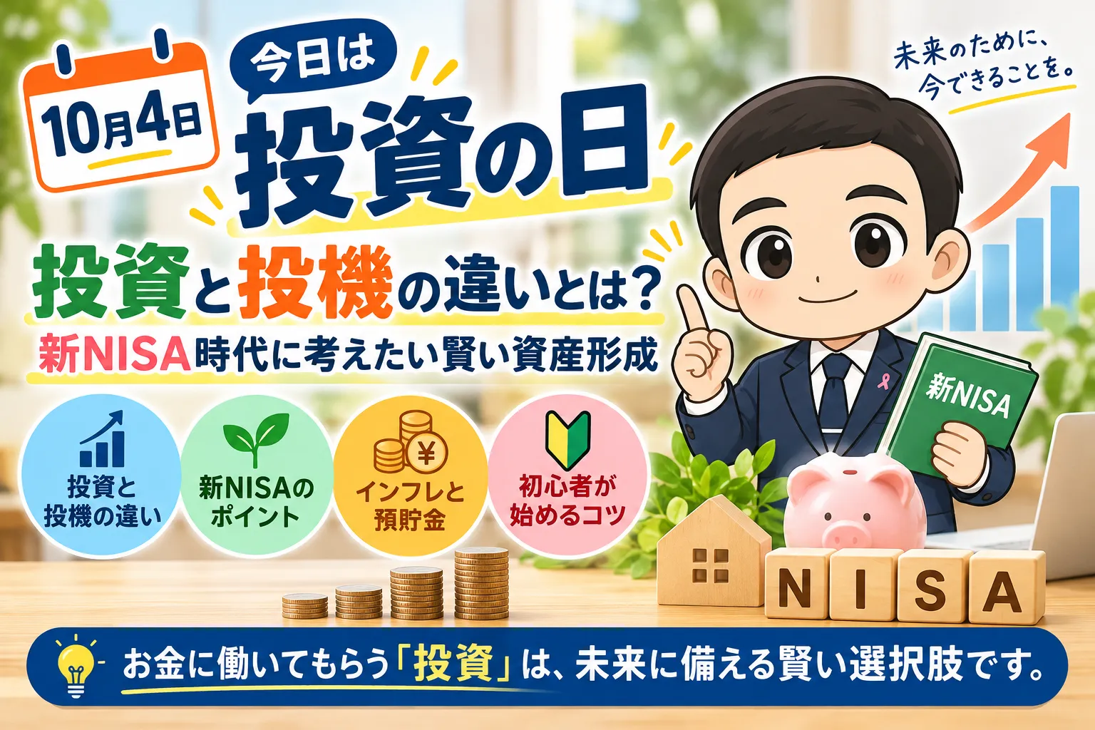 10月4日は「投資の日」！投資と投機の違いとは？新NISA時代に考えたい賢い資産形成