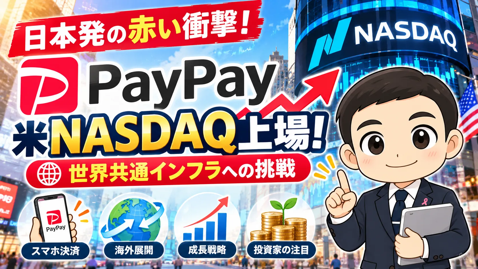 日本発の赤い衝撃！PayPay、米ナスダック上場！世界共通インフラへの挑戦